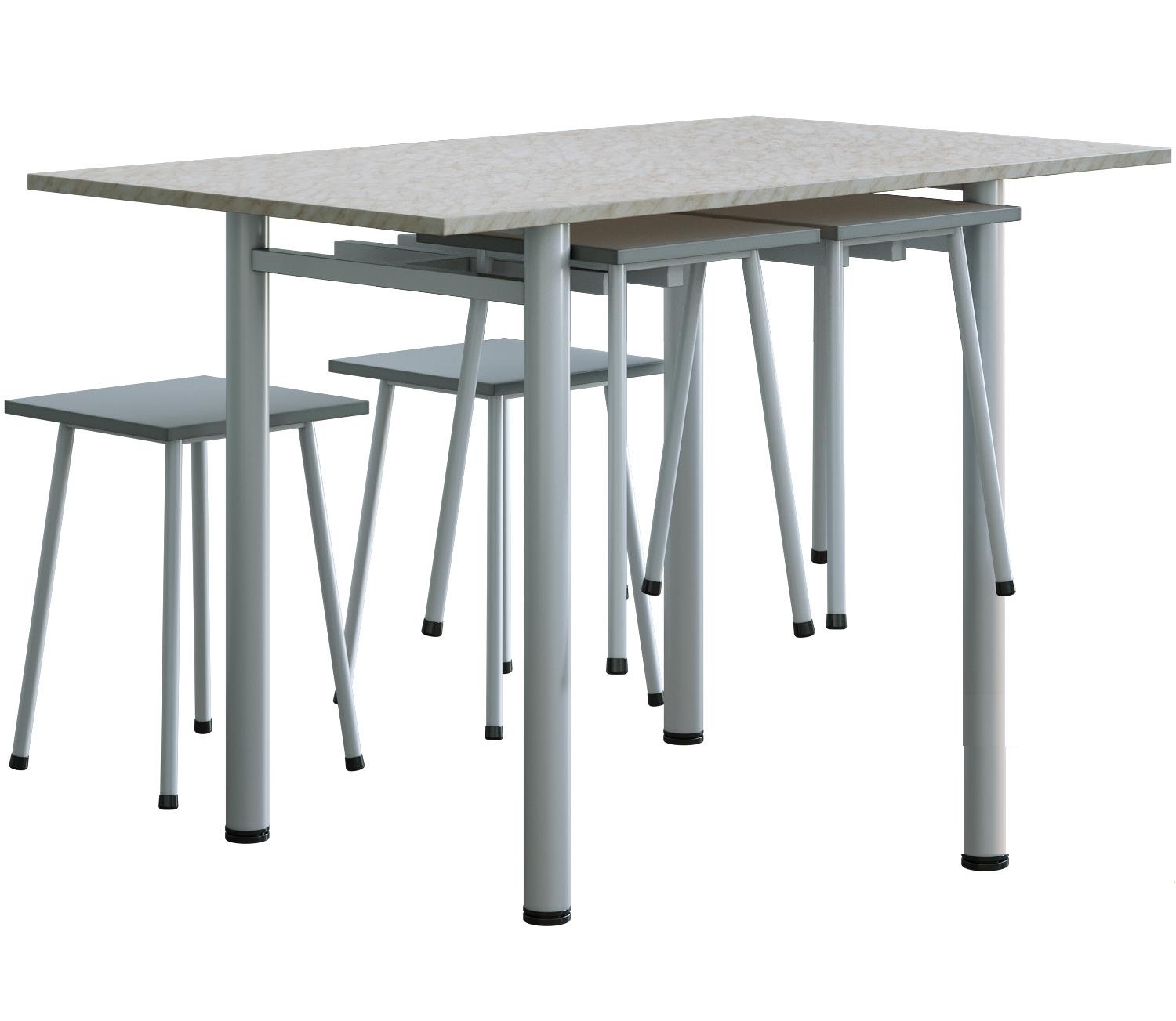 Комплект мебели для школьной столовой четырехместный светло-серый