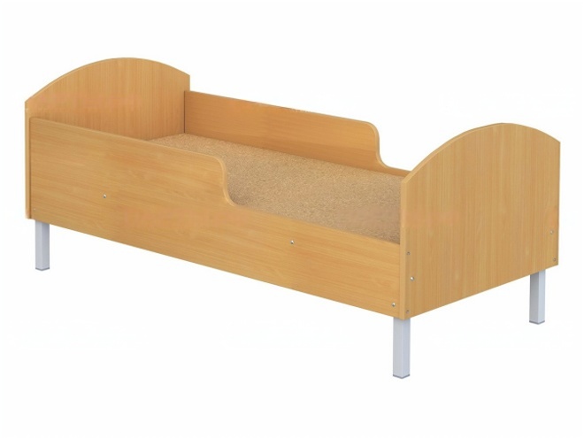 Кроватка для детского сада на металлических ножках с бортиками 1-спальная бук бавария