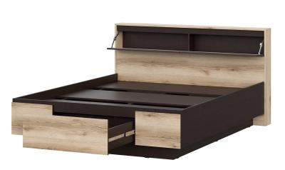 МС "Берген" Кровать двойная (1,6х2,0) (Дуб венге/Дуб делано) серия 3