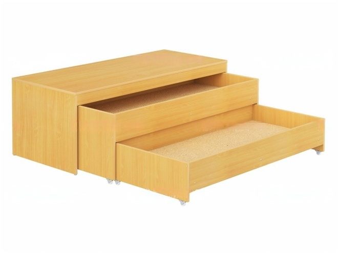 Кровать-тумба двухъярусная выкатная в коробе для детских садов бук бавария