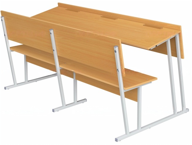 Парта-моноблок для аудиторий 3-местная со скамьей 6 г/р бук бавария