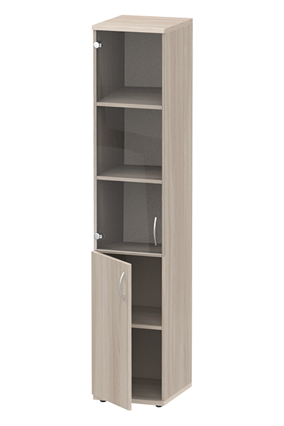 Шкаф-витрина узкий, левый на 5 отделений ясень