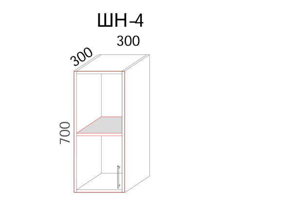 Шкаф навесной с полкой на 300 