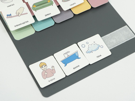 Комплект из 8 Коммуникативных книг с карточками PECS/ПЭКС (Большие)серые