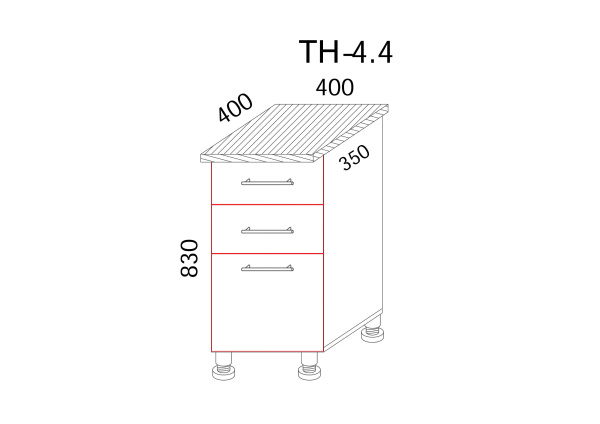 Тумба разделочная с ящиками 400*400 