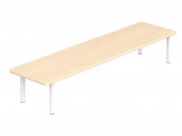 Скамейка для детского сада в раздевалку на металлокаркасе 3-местная дуб молочный