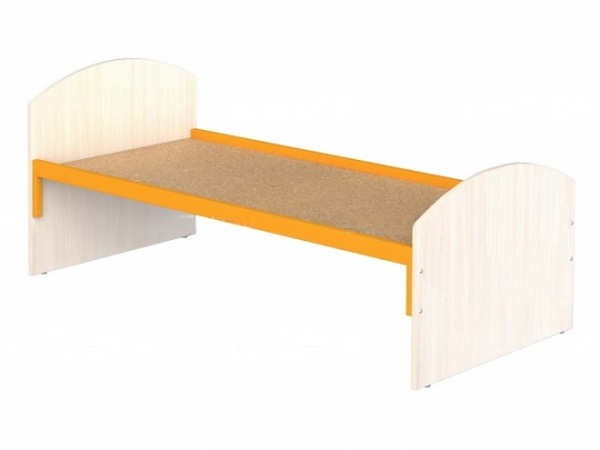 Кроватка для детского сада с металлическими царгами 1-спальная дуб молочный цветная