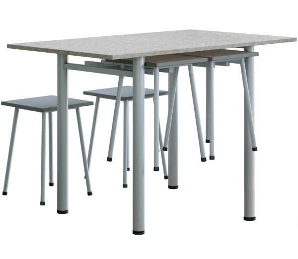 Комплект мебели для школьной столовой четырехместный светло-серый