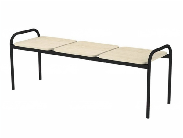 Банкетка 3-местная жесткая 1300х400х400/480 мм дуб молочный