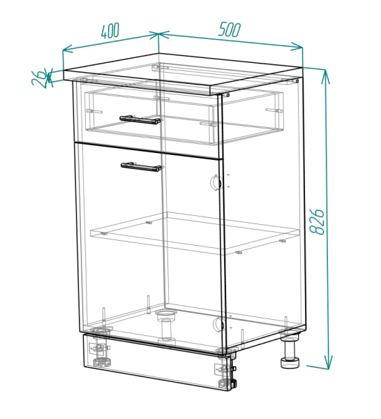  Тумба разделочная с ящиком 500*400 МДФ глянец