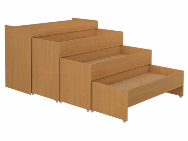 Кровать-тумба трехъярусная выкатная высокая в коробе для детских садов бук бавария
