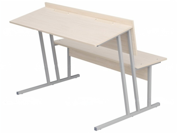 Парта-пюпитр для аудиторий 2-местная со скамьей 6 г/р дуб молочный