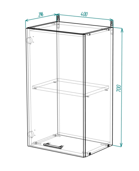 Шкаф навесной с полкой на 400 МДФ глянец