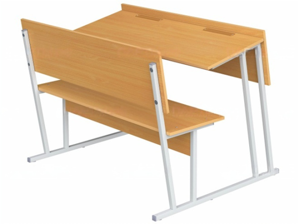 Парта-моноблок для аудиторий 2-местная со скамьей 6 г/р бук бавария