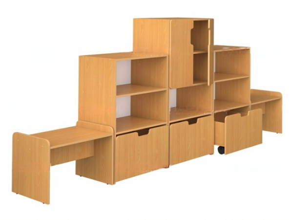 Стенка для группы детского сада для игрушек (набор 3) бук бавария