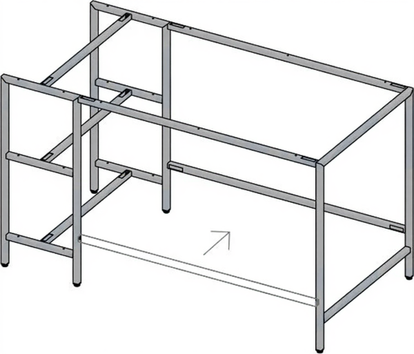 Стол УНИВЕРСАЛ 2  на металлокаркасе с  приставной тумбой 750х1200х600мм черный
