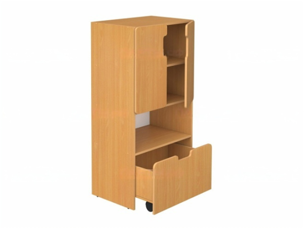 Стеллаж для игрушек и игровых материалов 4-ярусный  закрытый с нишей бук бавария