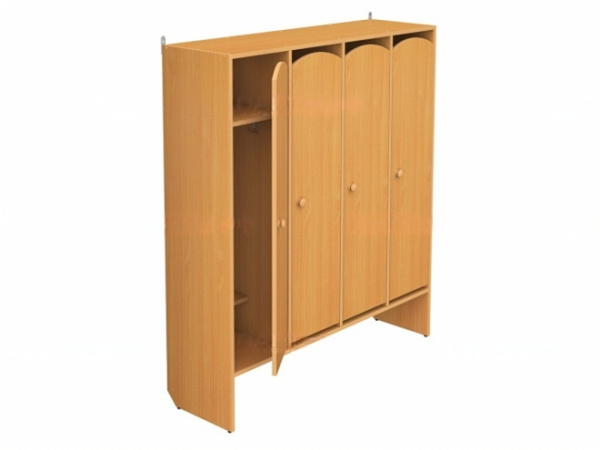 Шкафчик для детского сада для раздевалок 4-секционный бук бавария