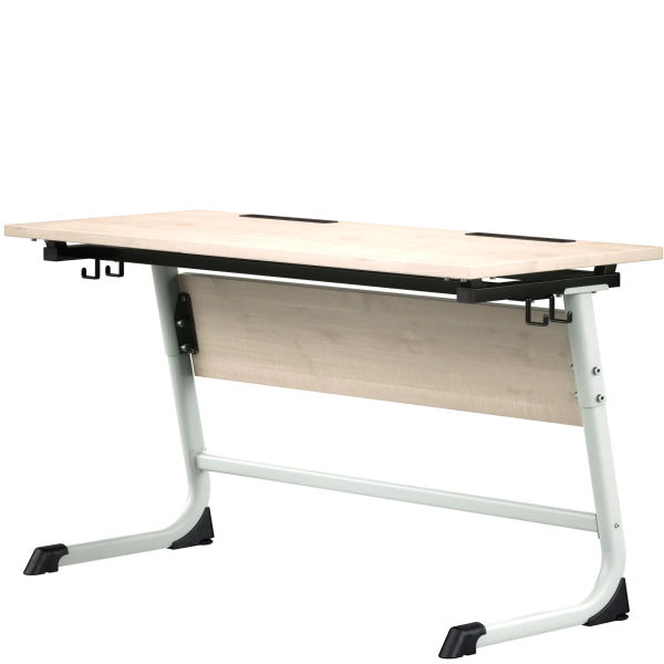 Стол ученический с НАКЛОНОМ СТОЛЕШНИЦЫ «Оптима» 2 — местный, регулируемый 3 - 5 группа, клен танзай с