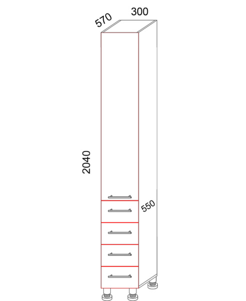 Пенал кухонный на 300