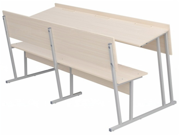 Парта-моноблок для аудиторий 3-местная со скамьей 6 г/р дуб молочный