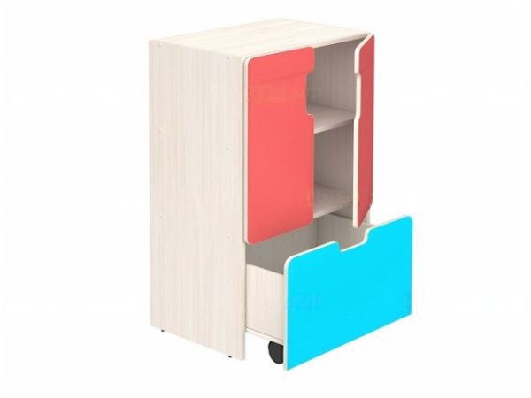 Стеллаж для игрушек и игровых материалов 3-ярусный  закрытый цветной