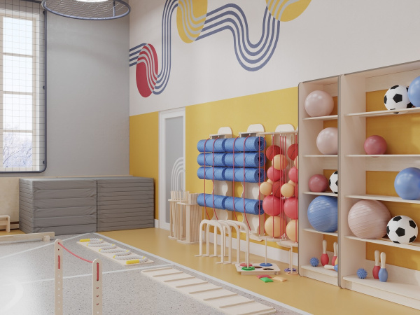 Готовый физкультурный зал для детского сада 75 м2