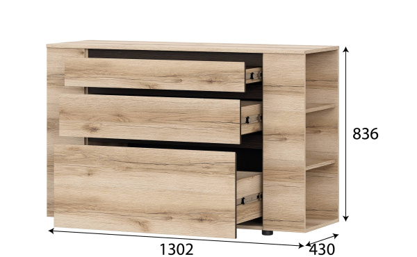 МС "Берген" Комод (Дуб Венге/Дуб Делано) серия 3