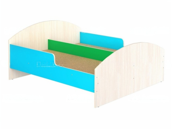 Кроватка для детского сада 2-спальная с бортиками дуб молочный цветной