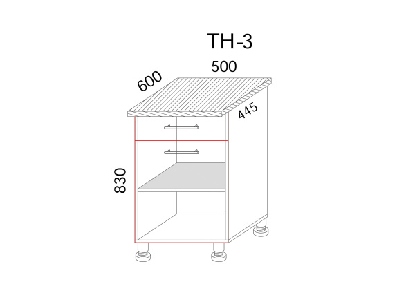 Тумба разделочная с ящиком 500x600