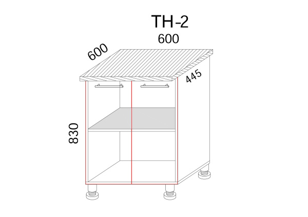 Тумба разделочная 600*600 с полкой 