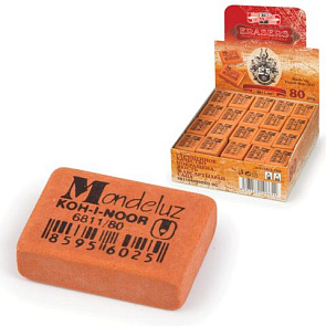 Резинка стирательная (ластик) "Mondeluz" (26*18,5*8мм) каучук, оранжевая 
