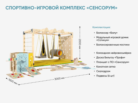 Спортивно-игровой комплекс «Сенсорум» для сенсомоторной интеграции и нейрокоррекции. 3х1.5 м.