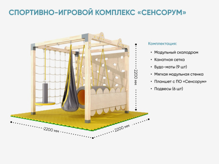 Спортивно-игровой комплекс «Сенсорум» для сенсомоторной интеграции и нейрокоррекции. 2.2х2.2 м.