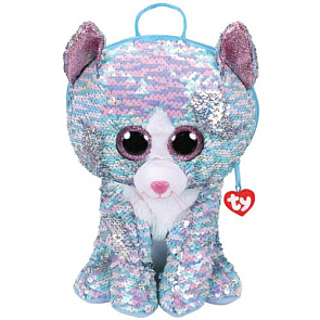 Рюкзак игрушка Вимси кошка голубой с пайетками TY 95033 